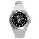 Fractal Sphere Steel 3d Structures Round Plastic Sport Watch (L) Front