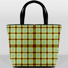 Geometric Tartan Pattern Square Bucket Bags