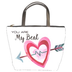 You Are My Beat / Pink And Teal Hearts Pattern (white)  Bucket Bags by FashionFling