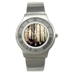Forest Fog Hirsch Wild Boars Stainless Steel Watch Front