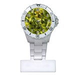 Olive Seamless Camouflage Pattern Plastic Nurses Watch Front
