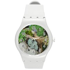 Plant Succulent Plants Flower Wood Round Plastic Sport Watch (m)