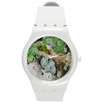 Plant Succulent Plants Flower Wood Round Plastic Sport Watch (M) Front