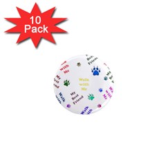 Animals Pets Dogs Paws Colorful 1  Mini Magnet (10 Pack) 