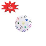 Animals Pets Dogs Paws Colorful 1  Mini Magnet (10 pack)  Front