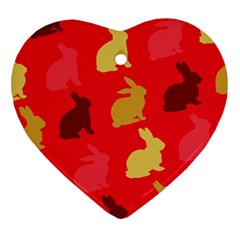 Hare Easter Pattern Animals Heart Ornament (two Sides) by Amaryn4rt