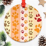 Paw Print Paw Prints Fun Background Ornament (Round) Front
