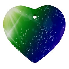 Shiny Sparkles Star Space Purple Blue Green Ornament (heart) by Alisyart