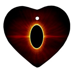 Solar Eclipse Moon Sun Black Night Heart Ornament (two Sides) by Alisyart