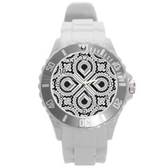 Pattern Tile Seamless Design Round Plastic Sport Watch (l)