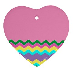 Easter Chevron Pattern Stripes Ornament (heart) by Amaryn4rt