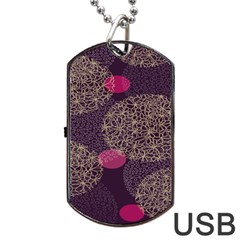 Twig Surface Design Purple Pink Gold Circle Dog Tag Usb Flash (two Sides) by Alisyart