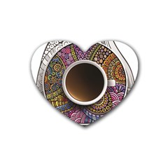 Ethnic Pattern Ornaments And Coffee Cups Vector Heart Coaster (4 Pack)  by Amaryn4rt