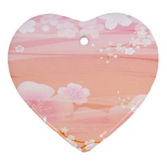 Season Flower Floral Pink Heart Ornament (two Sides) by Alisyart