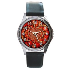 Dreamcatcher Stained Glass Round Metal Watch by Amaryn4rt