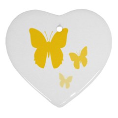 Yellow Butterfly Animals Fly Heart Ornament (two Sides) by Alisyart