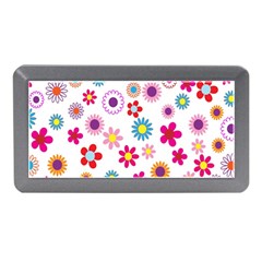 Colorful Floral Flowers Pattern Memory Card Reader (mini) by Simbadda