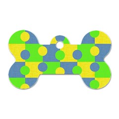 Abric Cotton Bright Blue Lime Dog Tag Bone (two Sides)