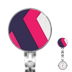 Pink Pattern Stainless Steel Nurses Watch