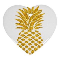 Pineapple Glitter Gold Yellow Fruit Heart Ornament (two Sides) by Alisyart