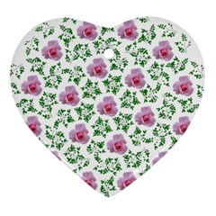 Rose Flower Pink Leaf Green Heart Ornament (two Sides) by Alisyart