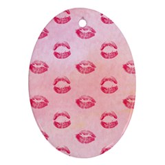 Watercolor Kisses Patterns Oval Ornament (two Sides) by TastefulDesigns