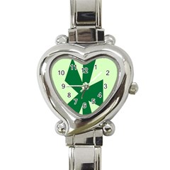 Starburst Shapes Large Circle Green Heart Italian Charm Watch by Alisyart