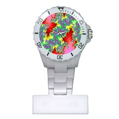 Colored Fractal Background Plastic Nurses Watch by Simbadda