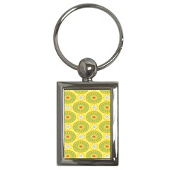 Sunflower Floral Yellow Blue Circle Key Chains (rectangle)  by Alisyart