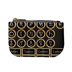 Black And Gold Buttons And Bars Depicting The Signs Of The Astrology Symbols Mini Coin Purses by Amaryn4rt