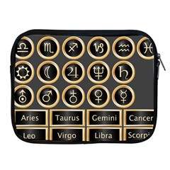 Black And Gold Buttons And Bars Depicting The Signs Of The Astrology Symbols Apple Ipad 2/3/4 Zipper Cases by Amaryn4rt