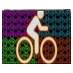 Bike Neon Colors Graphic Bright Bicycle Light Purple Orange Gold Green Blue Cosmetic Bag (XXXL)  Front