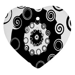 Fluctuation Hole Black White Circle Ornament (heart) by Alisyart