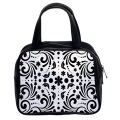 Leaf Flower Floral Black Classic Handbags (2 Sides) by Alisyart