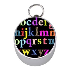 Alphabet Letters Colorful Polka Dots Letters In Lower Case Mini Silver Compasses by Simbadda