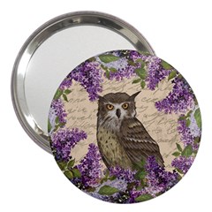 Vintage Owl And Lilac 3  Handbag Mirrors by Valentinaart