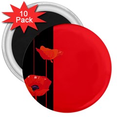 Flower Floral Red Back Sakura 3  Magnets (10 Pack)  by Mariart