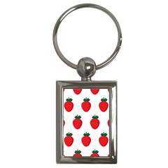 Fruit Strawberries Red Green Key Chains (rectangle)  by Mariart