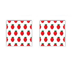 Fruit Strawberries Red Green Cufflinks (square) by Mariart