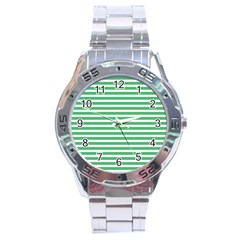 Horizontal Stripes Green Stainless Steel Analogue Watch by Mariart