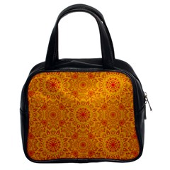Solar Mandala  Orange Rangoli  Classic Handbag (two Sides) by bunart