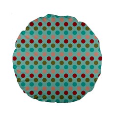 Large Colored Polka Dots Line Circle Standard 15  Premium Round Cushions by Mariart