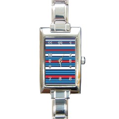Martini Style Racing Tape Blue Red White Rectangle Italian Charm Watch by Mariart