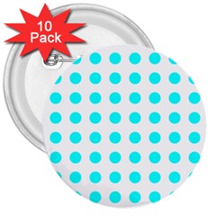 Polka Dot Blue White 3  Buttons (10 Pack)  by Mariart