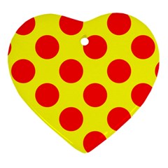 Polka Dot Red Yellow Ornament (heart) by Mariart