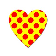 Polka Dot Red Yellow Heart Magnet by Mariart