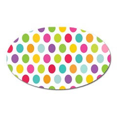 Polka Dot Yellow Green Blue Pink Purple Red Rainbow Color Oval Magnet by Mariart