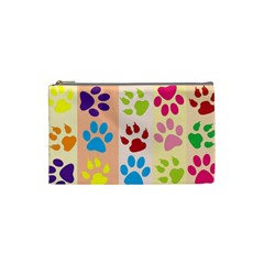 Colorful Animal Paw Prints Background Cosmetic Bag (small) 