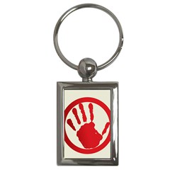 Bloody Handprint Stop Emob Sign Red Circle Key Chains (rectangle)  by Mariart