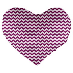 Chevron Wave Purple White Large 19  Premium Heart Shape Cushions by Mariart